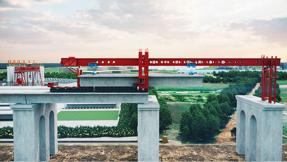 高鐵線路架橋機架橋架梁三維動畫-中鐵四局